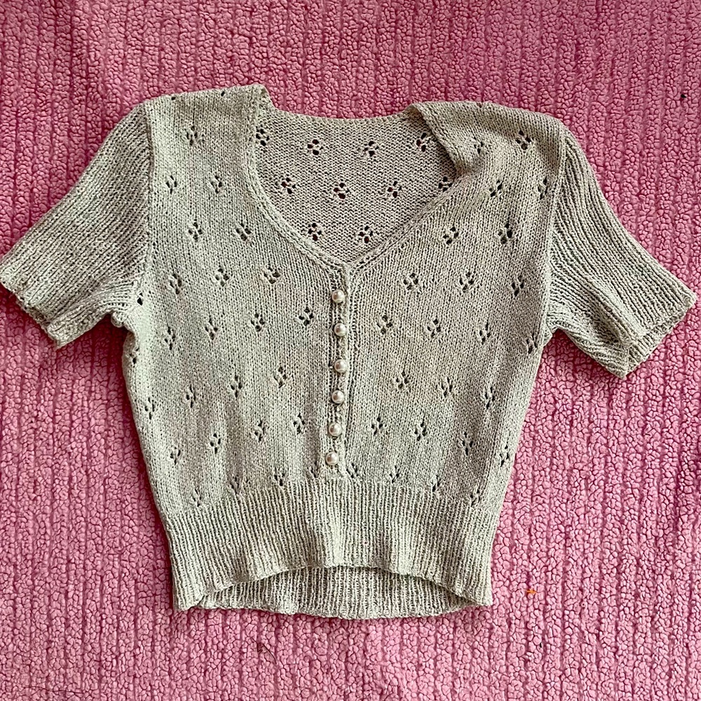 vintage deadstock silver knitted blouse